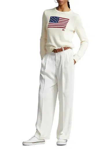 Polo Ralph Lauren Women's Flag Cotton Crewneck Sweater - Cream | Thumbnail 2