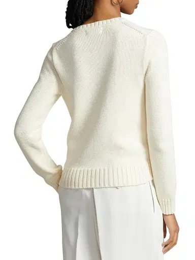 Polo Ralph Lauren Women's Flag Cotton Crewneck Sweater - Cream | Thumbnail 4