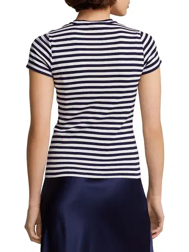 Polo Ralph Lauren Women's Stripe Rib-Knit Cotton T-Shirt | Thumbnail 4 Polo Ralph Lauren Women's Stripe Rib-Knit Cotton T-Shirt | Thumbnail 4
