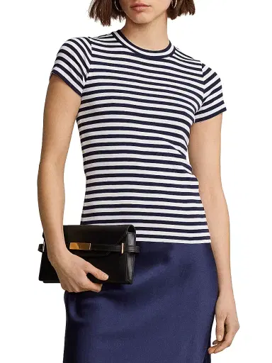 Polo Ralph Lauren Women's Stripe Rib-Knit Cotton T-Shirt | Thumbnail 7 Polo Ralph Lauren Women's Stripe Rib-Knit Cotton T-Shirt | Thumbnail 7