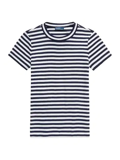 Polo Ralph Lauren Women's Stripe Rib-Knit Cotton T-Shirt | Thumbnail 1 Polo Ralph Lauren Women's Stripe Rib-Knit Cotton T-Shirt | Thumbnail 1