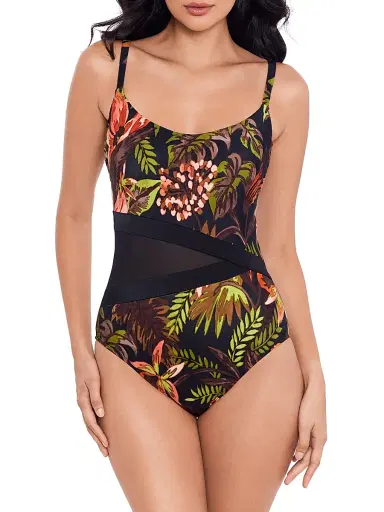 Miraclesuit Swim Women's Botanico Lyra One-Piece Swimsuit - Black Multi - Size 12 | Thumbnail 2