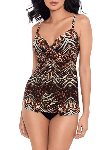 Miraclesuit Swim Women's Tribal Tigress Gala Tankini Top - Black Multi - Size 16 | Thumbnail 2