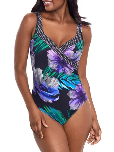 Miraclesuit Swim Women's Flora Aura Its A Wrap One-Piece Swimsuit - Black Multi - Size 14 | Thumbnail 2 Miraclesuit Swim Women's Flora Aura Its A Wrap One-Piece Swimsuit - Black Multi - Size 14 | Thumbnail 2
