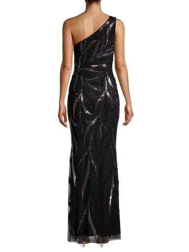 Aidan Mattox Women's One-Shoulder Beaded Slit Gown - Black | Thumbnail 5