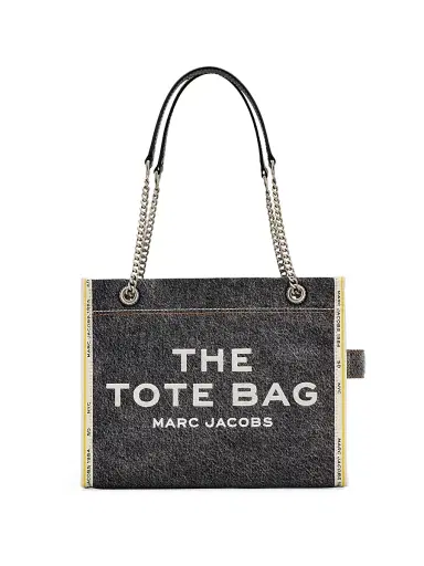 Marc Jacobs Women's The Denim Chain Medium Tote Bag - Black Wash | Thumbnail 1 Marc Jacobs Women's The Denim Chain Medium Tote Bag - Black Wash | Thumbnail 1