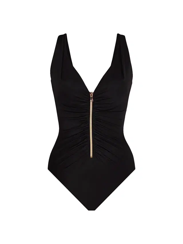 Women's Razzle Dazzle Zip One-Piece Swimsuit - Black