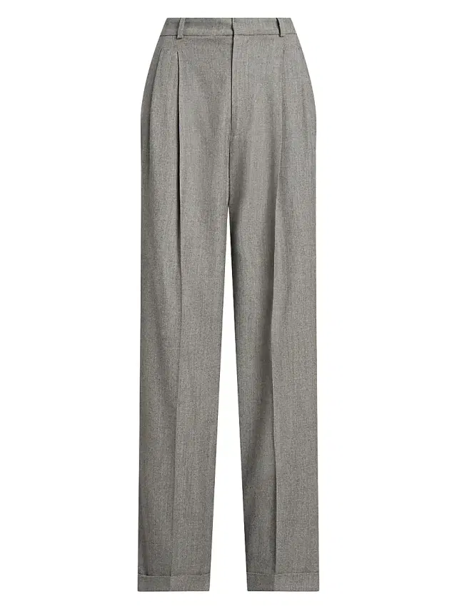 Polo Ralph Lauren Women's Flannel Wool Straight-Leg Pants - Grey Melange