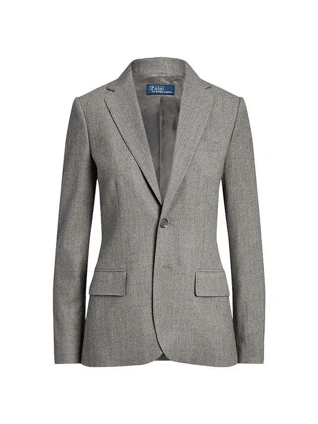 Polo Ralph Lauren Women's Single-Breasted Flannel Blazer - Grey Melange