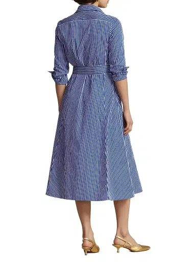 Polo Ralph Lauren Women's Striped Cotton Shirtdress - Bright Navy White | Thumbnail 4