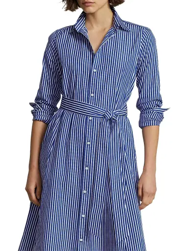 Polo Ralph Lauren Women's Striped Cotton Shirtdress - Bright Navy White | Thumbnail 5