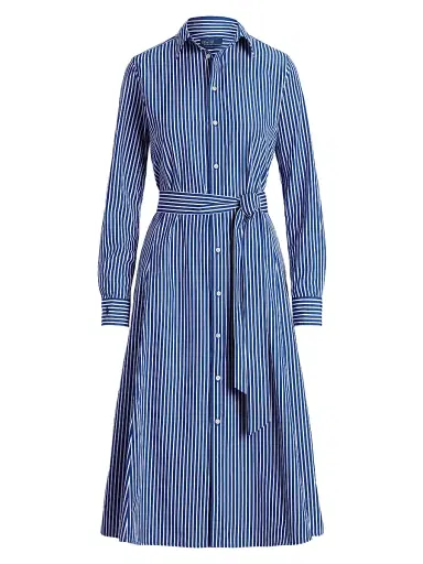 Polo Ralph Lauren Women's Striped Cotton Shirtdress - Bright Navy White | Thumbnail 1