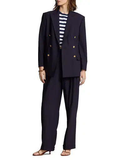 Polo Ralph Lauren Women's Double-Breasted Wool-Blend Blazer - Navy | Thumbnail 2