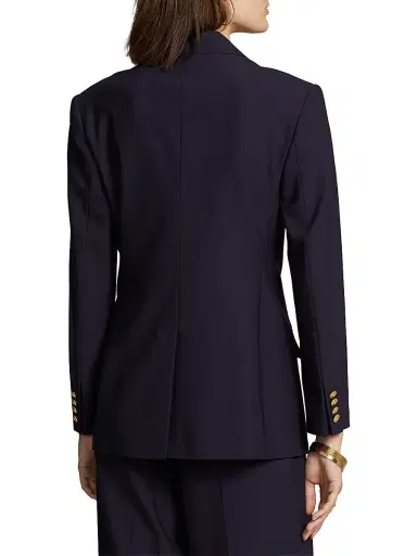 Polo Ralph Lauren Women's Double-Breasted Wool-Blend Blazer - Navy | Thumbnail 4