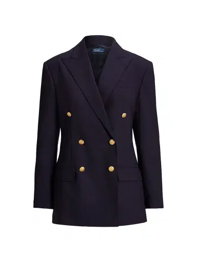 Polo Ralph Lauren Women's Double-Breasted Wool-Blend Blazer - Navy | Thumbnail 1