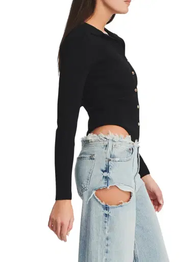 SEROYA Women's Nala Ribbed Knit Bodysuit - Black | Thumbnail 2