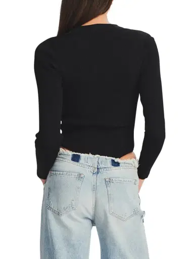 SEROYA Women's Nala Ribbed Knit Bodysuit - Black | Thumbnail 3