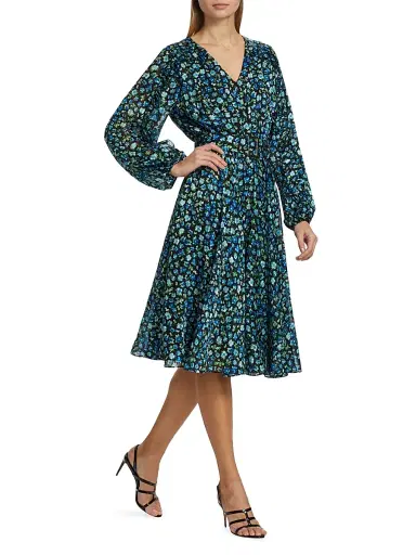Elie Tahari Women's Annika Floral Belted Midi-Dress - Forget Me Not Print | Thumbnail 4
