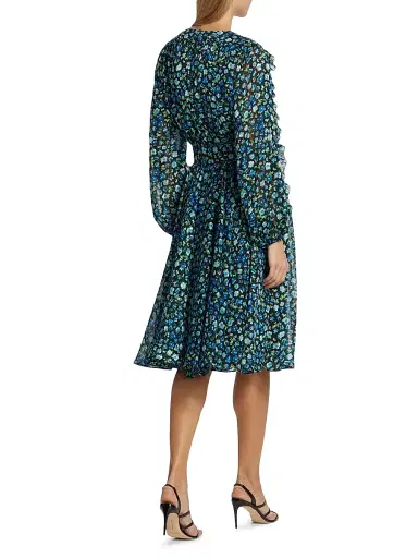 Elie Tahari Women's Annika Floral Belted Midi-Dress - Forget Me Not Print | Thumbnail 5