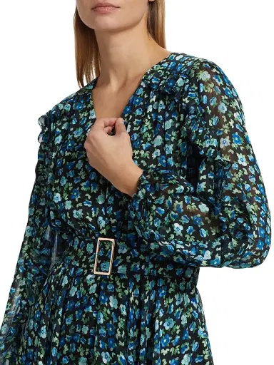 Elie Tahari Women's Annika Floral Belted Midi-Dress - Forget Me Not Print | Thumbnail 6