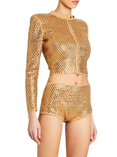 Retrofête Women's Mali Jacket - Gold Metallic Nude | Thumbnail 2 Retrofête Women's Mali Jacket - Gold Metallic Nude | Thumbnail 2