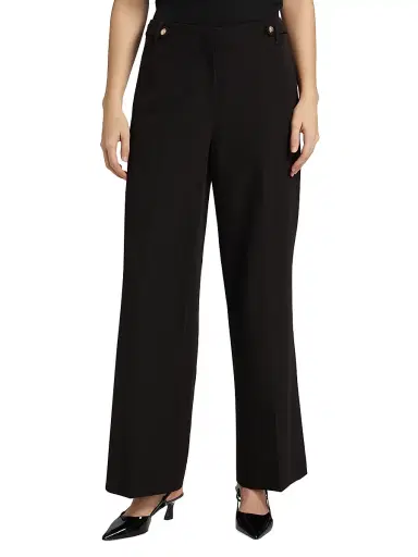 Elie Tahari Women's Darien Straight-Wide Pants - Noir | Thumbnail 3