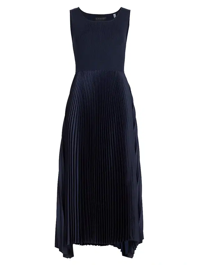 Elie Tahari Women's The Mave Mixed Media Dress - Peacoat Navy