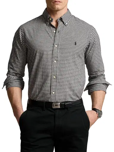 Polo Ralph Lauren Men's Classic-Fit Plaid Twill Button-Down Shirt - Nero Blanc | Thumbnail 3 Polo Ralph Lauren Men's Classic-Fit Plaid Twill Button-Down Shirt - Nero Blanc | Thumbnail 3