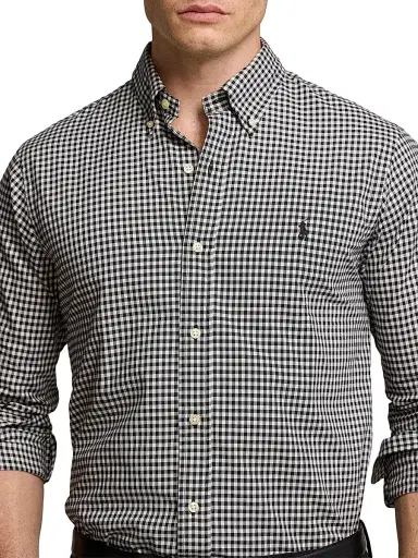 Polo Ralph Lauren Men's Classic-Fit Plaid Twill Button-Down Shirt - Nero Blanc | Thumbnail 6 Polo Ralph Lauren Men's Classic-Fit Plaid Twill Button-Down Shirt - Nero Blanc | Thumbnail 6