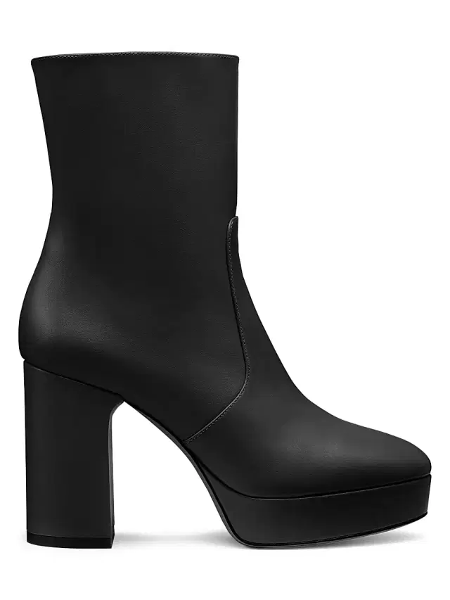 Women's Dayna 100MM Leather Platform Booties - Black