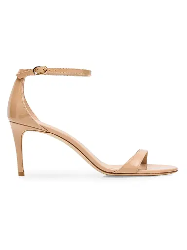 Stuart Weitzman Women's Nudist II 75MM Patent Leather Sandals - Beige - Size 11 | Thumbnail 1