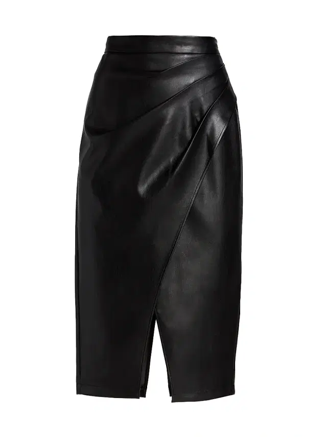 Elie Tahari Women's Gathered Vegan Leather Skirt - Noir