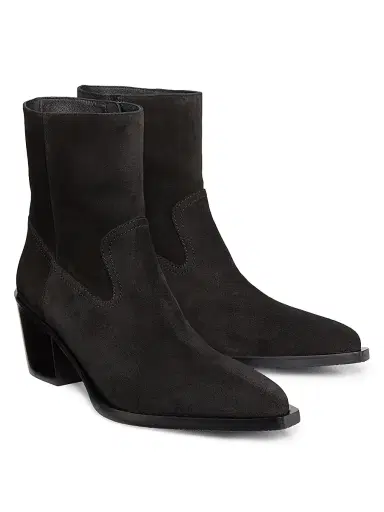 Stuart Weitzman Women's Tate 65MM Suede Ankle Booties - Black | Thumbnail 2