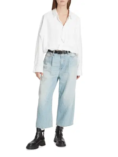 R13 Women's Cotton Crossover Bubble Shirt - White | Thumbnail 2 R13 Women's Cotton Crossover Bubble Shirt - White | Thumbnail 2
