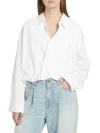 R13 Women's Cotton Crossover Bubble Shirt - White | Thumbnail 3 R13 Women's Cotton Crossover Bubble Shirt - White | Thumbnail 3