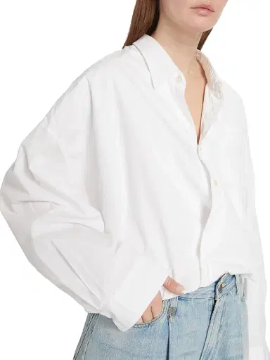 R13 Women's Cotton Crossover Bubble Shirt - White | Thumbnail 6 R13 Women's Cotton Crossover Bubble Shirt - White | Thumbnail 6