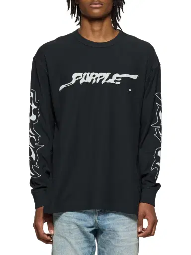 Purple Brand Men's Textured Jersey Long-Sleeve T-Shirt - Black | Thumbnail 2 Purple Brand Men's Textured Jersey Long-Sleeve T-Shirt - Black | Thumbnail 2