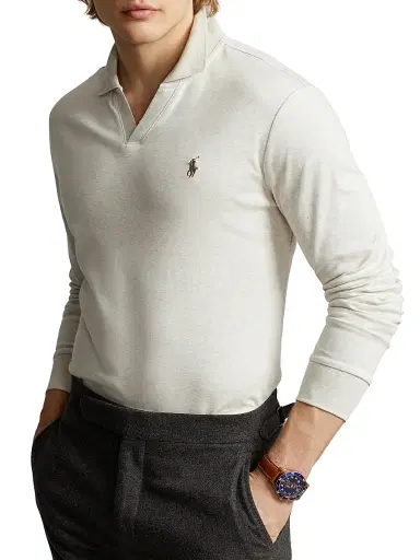 Polo Ralph Lauren Men's Interlock ​Cotton Long-Sleeve Polo Shirt | Thumbnail 3