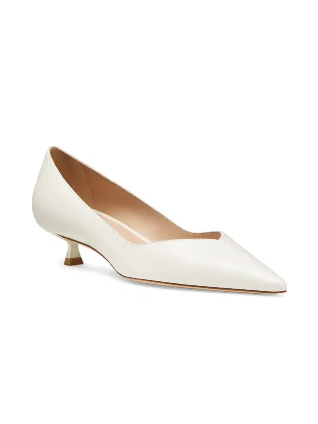 Women's Eva 35MM Leather Kitten-Heel Pumps - Cream