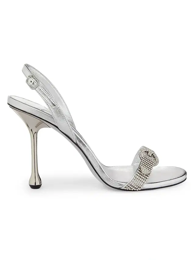 Women's Tabitha Crystal-Embellished Leather Sandals - Silver