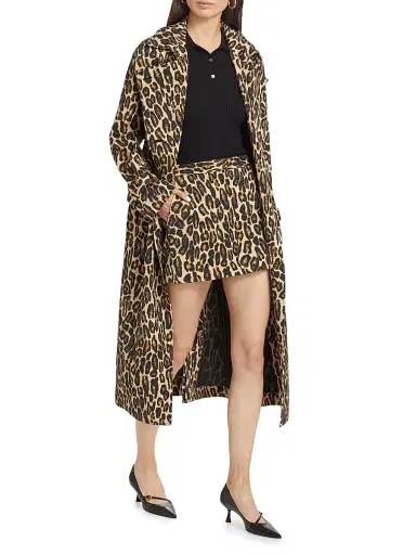 Theory Women's Leopard Wool Low-Rise Miniskirt - Beige Multi | Thumbnail 2