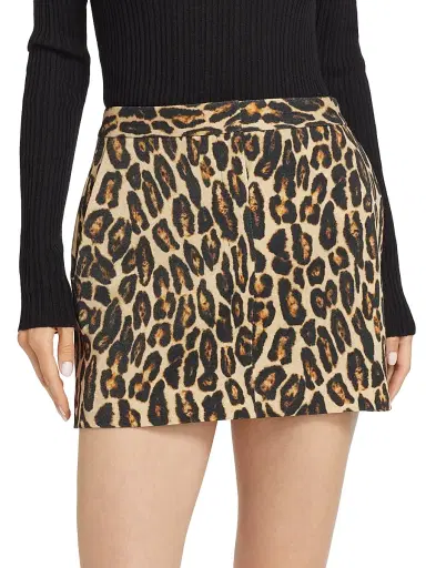 Theory Women's Leopard Wool Low-Rise Miniskirt - Beige Multi | Thumbnail 3