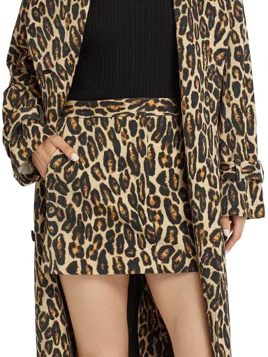 Theory Women's Leopard Wool Low-Rise Miniskirt - Beige Multi | Thumbnail 6