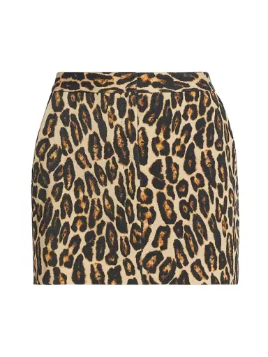 Theory Women's Leopard Wool Low-Rise Miniskirt - Beige Multi | Thumbnail 1