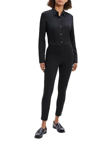 Theory Women's Adbelle Ponte Leggings - Black - Size Large | Thumbnail 2