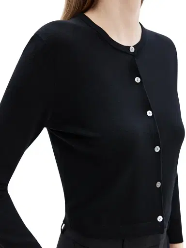 Theory Women's Merino Wool Crop Cardigan - Black | Thumbnail 6