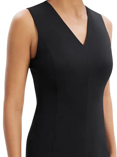 Theory Women's Slim V-Neck Midi-Dress - Black | Thumbnail 6