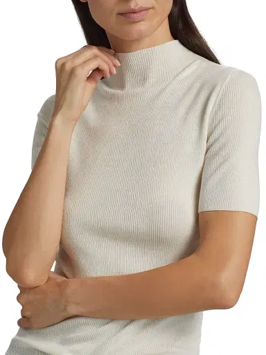 Theory Women's Leenda Merino Wool Short-Sleeve Sweater - New | Thumbnail 6