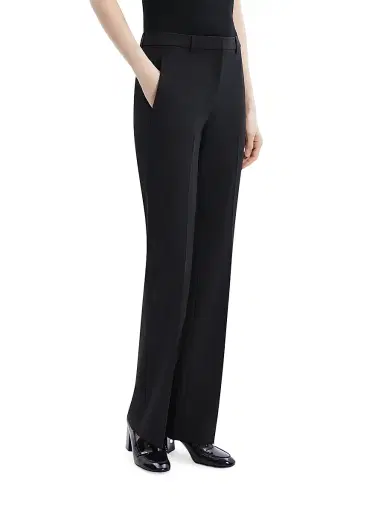 Theory Women's Stretch Wool Straight Full-Length Trousers - Black | Thumbnail 4