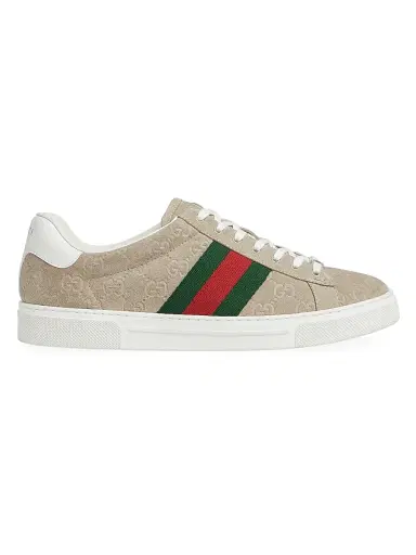 Gucci Men's Ace GG Suede Sneakers - Oatmeal - Size 14 | Thumbnail 1